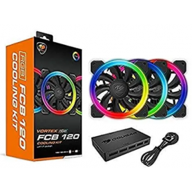 Lot de 3 Ventilateurs de boitier Cougar Vortex FCB RGB 12cm (Noir) - VORTEX RGB FCB 120 COOLING KIT