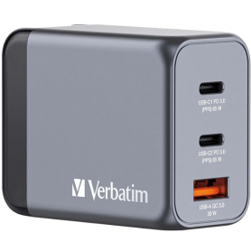 Chargeur secteur Verbatim GNC 1x port USB-A + 2x ports USB-C 65W (Noir)