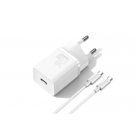 Baseus Super Charger USB-C 20W + Lightning Apple Blanc