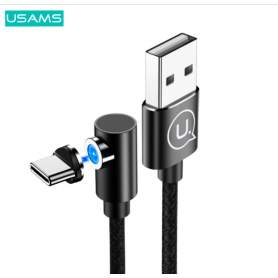 Câble de Charge Magnétique Usams USB vers Type-C Magnétique Rotatif 2A Coudé (1m) Noir